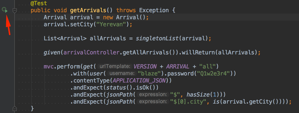 A screenshot of the REST API test execution in JUnit.