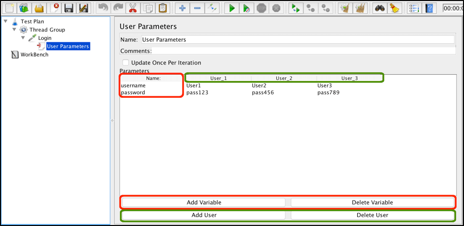 jmeter user parameters preprocessor