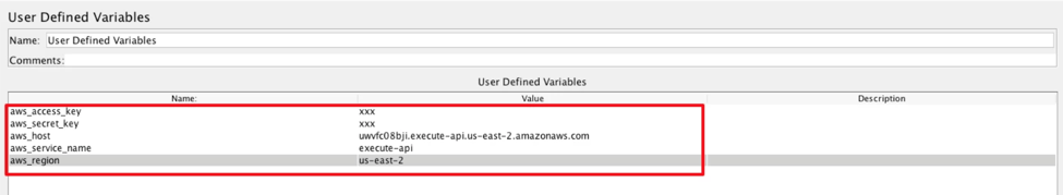 user defined variables